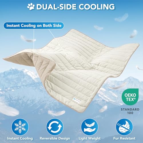 PetAmi Dog Cooling Mat, Q-Max Pet Cooling Blanket with Thick Cushioning, Self Cooling Pad for Dogs & Cats, Reversible Summer Mat for Crate, Couch, Kennel, Taupe/Beige, Small (24x32) - color: Taupe/Beige, size: Small (24x32)