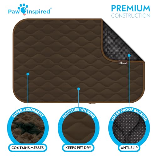 Paw Inspired Washable Padded Crate Mats for Dogs, Dark Brown, 47x29 Inch | Fits 48-inch Kennels, Leakproof, Waterproof Bottom, Plush Dog Pad, Pet Bed - color: Dark Brown, size: 48 Inch