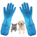 Dog Washing Gloves, Pet Grooming Gloves with Soft Brushes, Bathing and Massaging for Dogs and Cats, Silicone Heat Resistant Cleaning Gloves with High-Density Teeth (Blue) - color: Blue