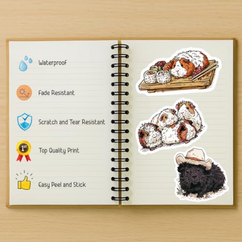 100 PCS Guinea Pig Stickers Pack – Waterproof Guinea Pig Decals for Water Bottles, Laptops, Phones, Notebook, Cars – Cool Vibrant Graphics for Guinea Pigs Enthusiast - color: Guinea Pig