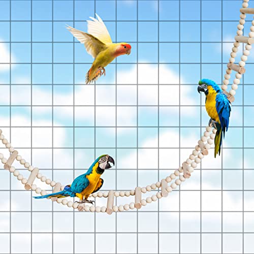Bird Ladder Bridge, Wooden Pet Hamster Climbing & Swing Toys, Cage Accessories for Birds Rats Parrots Hamster Squirrel Sugar Gliders Parakeets Cockatiels - 28 Steps - 61.8 x 3.14 Inch - size: 28 Steps - 61.8 × 3.14 Inch