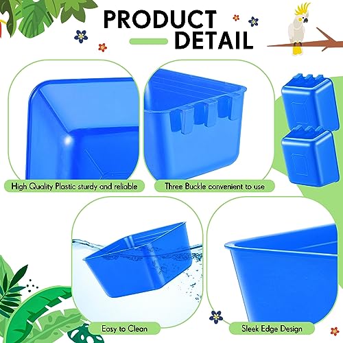 50 Pcs Cage Cups Chicken Feeder Cups 16 oz Hanging Bird Food Water Bowl Bunny Cage Feeding Dish for Pet Parrot Rooster Parakeet Poultry Pigeon(Blue) - color: Blue