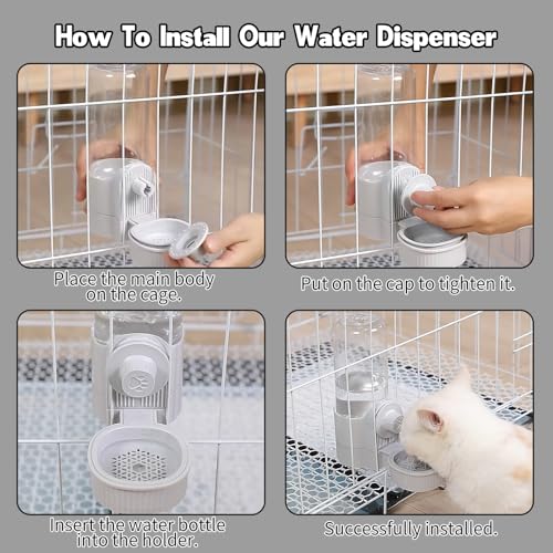 Hanging Cage Automatic Pet Food Water Dispenser, 41oz Hanging Automatic Food Dispenser, 18oz Pet Water Bottle for Cage Crate, Suitable for Kitten Rabbit Chinchilla Hedgehog Ferret (Grey, 41Oz) - color: Grey