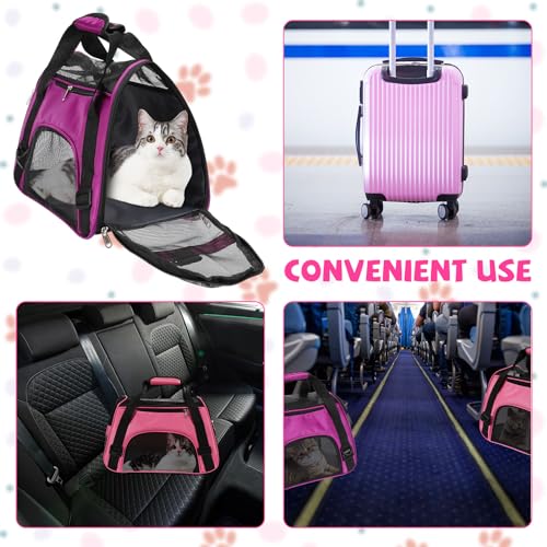 2 Pcs Pet Carrier, Soft Sided Pet Travel Carrier for Cats, Airline Approved Kitty Portable Dog Bags for Traveling Little Dogs, Rabbits, Puppy, Cat(S,Pink, Purple) - color: Pink, Purple
