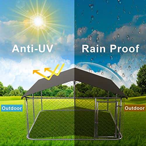 Petony Outdoor Dog Enclosure Heavy Duty Dog Kennel House Mesh Dog Big Cage Pet Kennel Steel Fence with Secure Lock - size: 236.0"L x 236.0"W x 65.0"H