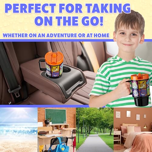 Get Trend Pokemon Kids Water Bottle with Straw 16.9 oz BPA Free Plastic Cup with Lid Reusable Tumbler Pikachu Anime Gifts for Kids (Black Pokemon) - color: Black Pokemon