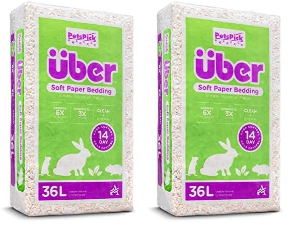 PETSPICK Uber Soft Paper Pet Bedding for Small Animals, White, 36L (Pack of 2) - color: White, size: 36L (Pack of 2)