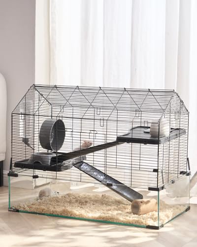 VEVOR Hamster Cage, 360°Viewing Transparent Hamster Habitats, Small Animal Cage, 29.5 x 17.3 x 24 in, Ventilated Pet Mouse Cages with Water Bottle, Portable Hamster House for Rats, Guinea Pigs - size: 29.5"L x 17.3"W x 24.0"H