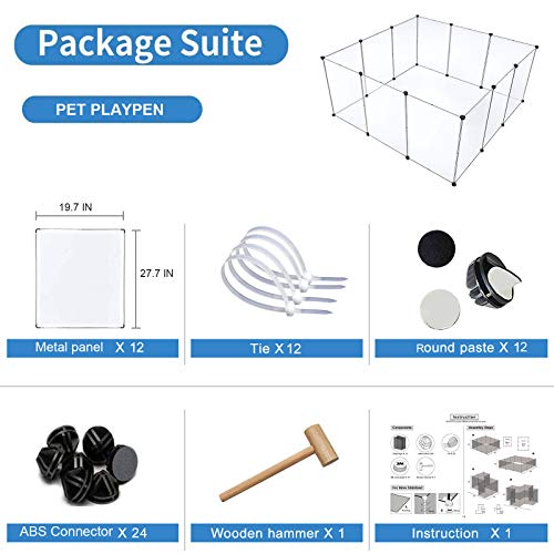 BRIAN & DANY Pet Dog Playpen, Clear Acrylic Puppy Dog Play Pen Indoor, Portable Small Animal Transparent Fence Panels for Rabbit, Kitten, Bunny, Cat, 28 X 20 Inch - style: 28 X 20 Inch