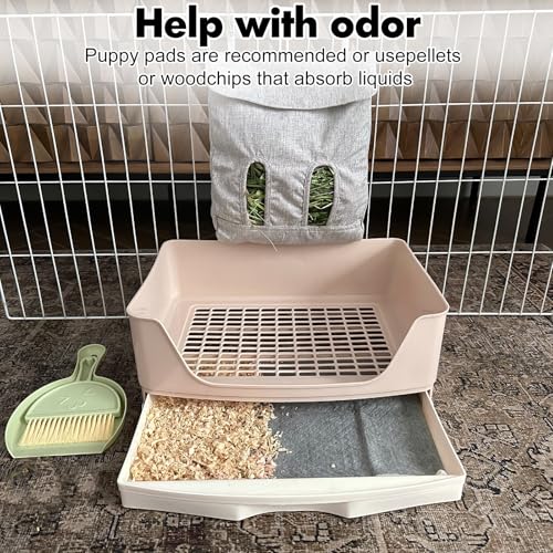 Large Rabbit Litter Box Bunny Litter Box, Potty Training for Rabbits Litter Pan with Drawer, Rabbit Bedding Toilet for Adult Guinea Pig, Ferret, Bunny and Other Animals (Brown)