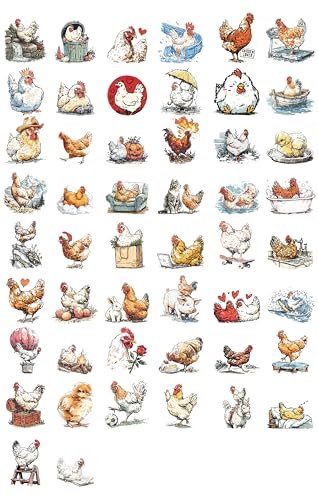 100 PCS Chicken Stickers Pack – Waterproof Vinyl Decals for Water Bottles, Laptops, Phones, Notebook, Cars – Cool Vibrant Graphics for Chicken Enthusiast - color: Chicken