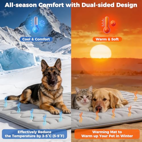 2026 Q-MAX＞0.5 Double-Sided Arc-Chill Dog Cooling Mat 36"×23" | Upgraded Ice Cool Fiber, Washable Thicken Waterproof, Self-Cooling Crate Pad for Dog&Cat, All-Season Use - size: Medium