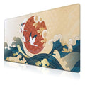 Gaming Mouse Pad Japanese Great Wave Blue Desk Pad, Big Mouse Pads Office Desk Pads, Mouse Mat Non-Slip Rubber Base Waterproof with Stitched Edges, 35.4 X 15.7 inch Oriental Pattern - color: Oriental Pattern