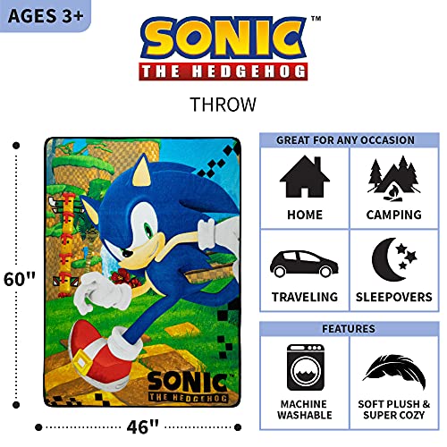 Franco Kids Bedding Super Soft Micro Raschel Throw, 46 in x 60 in, Sonic The Hedgehog, Anime - color: Sonic the Hedgehog, size: 46 in x 60 in