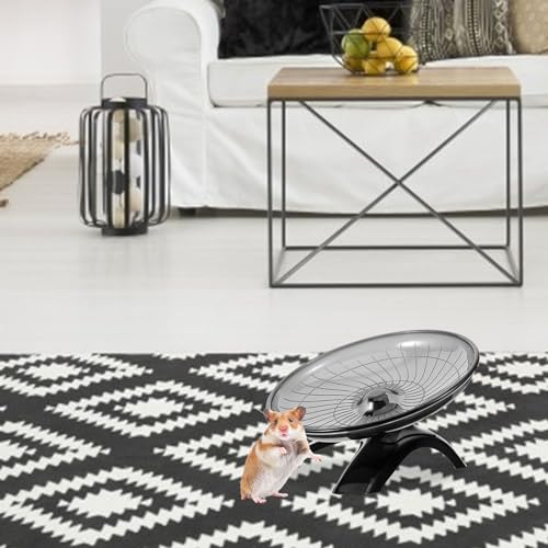 POPETPOP Silent Hamster Wheel 7.08 Inch Exercise Running Wheel for Small Pets Like Hamsters Gerbils Hedgehogs Quiet Spinning Toy for Cage Entertainment - color: Black
