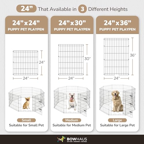 Foldable Outdoor/Indoor Pet Playpen with Gate, Available in 36 Inch Height Metal Portable Kennel, Heavy-Duty Exercise Fence Cage 8 Panels for Large Dog, Animals - style: 36 Inch