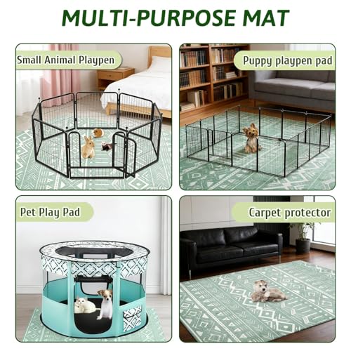 BNOSDM Washable Rabbit Cage Liner Waterproof Bunny Floor Mat for Cage, Playpen & Hutch, Anti Slip Pet Rug for Rabbits,Guinea Pigs, Small Animals - Reusable Pee Pad 91"X 63" - size: 91" X 63"
