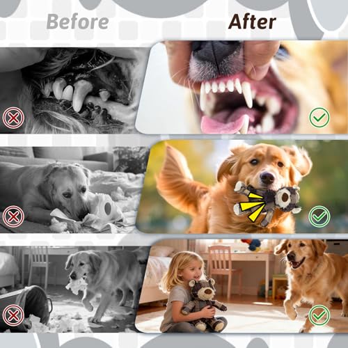 MAXBECK Dog Companion for Heavy Chewers-New Plush Robust Bear Dog Toy, Resistant Squeaky Dog Toys for Heavy Chewers, Tough Stuffed Plush Dog Toys for Aggressive Chewers - color: D-Purple