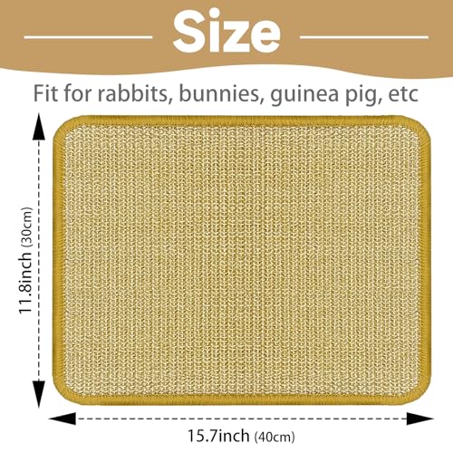 DYAUS Rabbit Scratching Pad, Sisal Bunny Scratch Pad, Natural Rabbit Foraging Mats for Cages, Indoor Bunny Toys Accessories for Bedding Biting Sleeping Resting (2PCS, 16x12in) - size: 2PCS