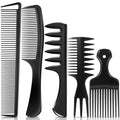 SALONSILK 5Pcs Combs for Men, Hair Pick Comb Set for Afro Black Mens Curls, Wide Tooth Medium Toothed Styling Dressing for Twist Detangler Natural Hair - color: Black-5 PCS