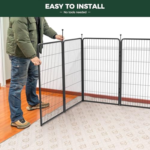 FXW Rollick Dog Playpen, Indoor, Yard & RV Camping, 45" H, 16 Panels | Easy setup, Heavy-duty, DIY layouts, for Large Dogs, Patented - color: Black, size: 45"H