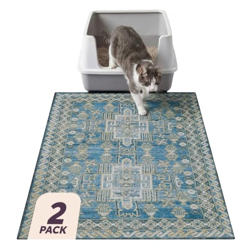 Lovewag Cat Litter Mat, Litter Box Mat, Blue Mesa, 36x48, 2 Pack | Washable litter mat cover, kitty litter mat & cat mat for litter box, litter trapping mat, prevents tracking, multi-cat - color: Blue Mesa, size: 36x48 inches (Pack of 2)