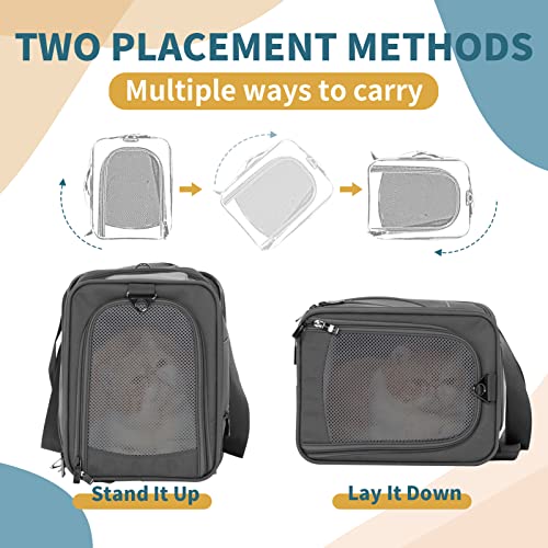 ‌Petsfit Airline Approved Pet Carrier for Small Dogs & Cats, 19x9x12 TSA Approved Carrier, with Removable Dual-Sided Padding (2-Way Placement) - Fits Under Most Airplane Seats, Escape Proof (Grey) - color: Grey, size: 19"L x 9.5"W x 12.0"H