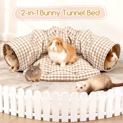 Bunny Tunnel Bed, Collapsible Tunnel Tubes with Removable Bed