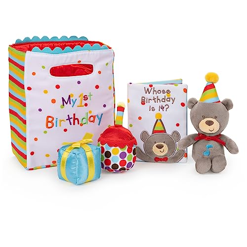 Baby GUND, My First Birthday-Themed 5-Piece Plush Playset, Sensory Toys for Babies, 8” - style: Birthday Playset