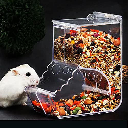 Hamsters Feeder Small Animals Automatic Dispenser Acrylic Clear Pet Food Storage Bowl for Dwarf Hamster Gerbils Mice Hedgehog Guinea Pig Pigeon Parrots (400ML) - color: 400ML