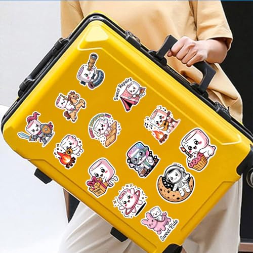Podagree 60Pcs Marshmallow Sticker Cute Food Decal Funny Cartoon Sweet | Marshmallow Stickers with Cute Food Characters for Sweet Lovers, Laptop, Water Bottle, Journal and Notebook Use - color: Marshmallow, size: 3in