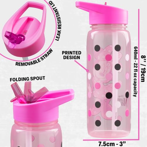 Get Trend Disney Minnie Mouse Girls Lunch Bag, Bento Box & Water Bottle Set | Insulated Lunch Bag, 3 Compartment Lightweight Snack Box, 22 fl oz BPA-Free Water Bottle with Straw, School, Gifts for Girls - color: Pink Minnie