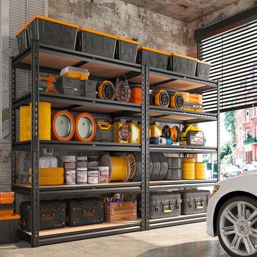 REIBII 2000LBS Garage Shelving Heavy Duty Storage Shelves 72" H Metal Shelving for Garage Shelves Adjustable 5 Tier Metal Shelf for Pantry Closet Kitchen Basement 35.5" W x 72" H x 15.8" D - size: 15.8"D x 35.5"W x 72"H