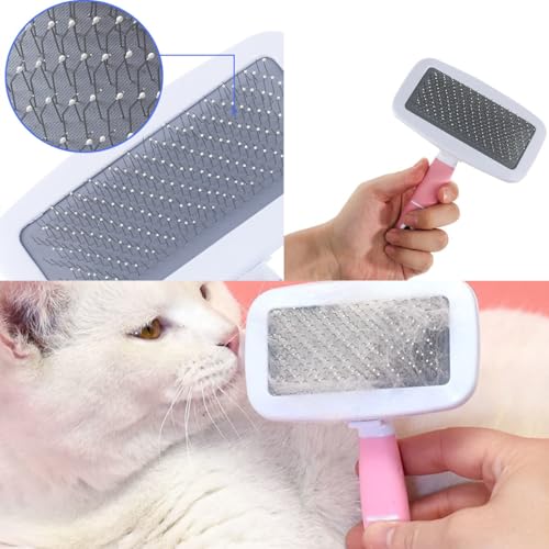 9PCS Small Animal Grooming Kit, Cleaning Brush Removes Loose Hair, Pet Bath Brush,Shampoo Brush, Nail Clipper, Flea Comb For Rabbit, Puppy, Kitten, Guinea Pig (9PCS-Pink)