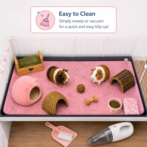 Reusable Guinea Pig C&C Cage Liner – Pink Fleece Bedding with Absorbent Core & Waterproof Bottom – Fits C&C 2x4 Guinea Pig Cages – Ideal for Small Animal Homes (Pink, 2X4 C&C)