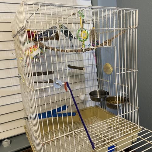 kathson Parrot Feeding Dish Cups,Stainless Steel Bird Food Water Bowl Parakeet Feeder Birds Cage Ball Toys with Clamp Holder for Cockatiel Macaw Budgies Small Animal Chinchilla (7 Pcs) - size: 【M:4.7x2.2 Inches】