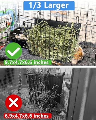 Rabbit Hay Feeder - Guinea Pig Hay Feeder - X-Large Metal Frame Bunny Hay Holder, 9.7x4.7x6.6 inch Guinea Pig Hay Holder for Bunny, Guinea Pigs, Chinchillas, Small Animals (2 Pack) - color: 2-Pack Black