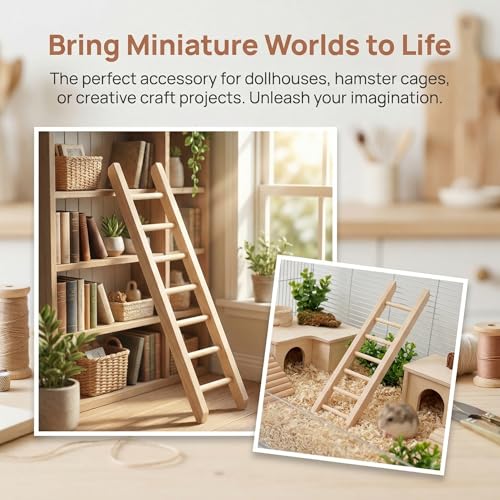 2pcs Mini Wooden Ladder Pet Toy Bridge Climbing Toy Dollhouse Furniture - Ideal for Dollhouses, Miniature Decor & Small Pets Animals Like Hamsters