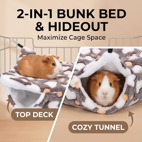 2 Pack Large 13.8x13.8in Rat Hammock for cage, Cozy Ferret Bed and Plush Hamster Hideout, Reliable Guinea Pig Accessories for cage, Great Small Animal beds,Purple, Coffee (Purple, Coffee) - color: Purple, Coffee