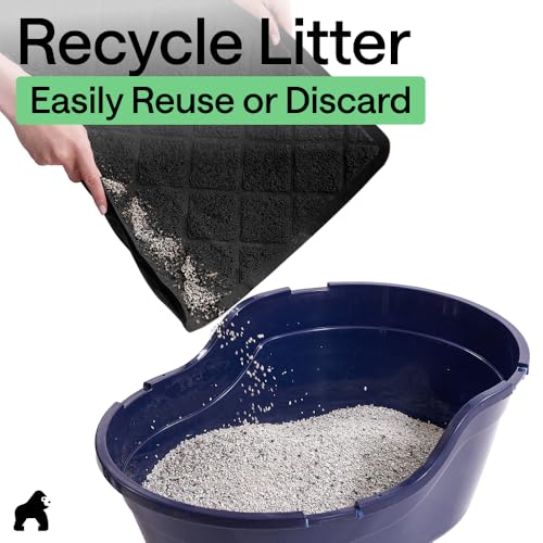 GORILLA GRIP Cat Litter Box Mat, Cushioned Coil Mesh Litter Trapping Mats, Scatter Control Supplies for Less Mess, Phthalate Free, Ultra Deep Catch Grooves, Rinse or Vacuum to Clean, 24x17 Black - color: Black, style: Small (24" x 17")