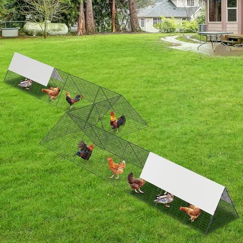 Large Metal Chicken Run Tunnel Waterproof Cover Outdoor Poultry Coop