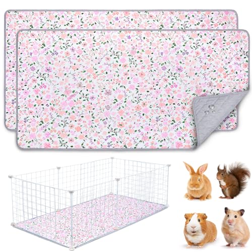 Unicorn Catcher 2 Pack Washable Guinea Pig Cage Liner, Waterproof Bedding | Reusable Absorbent Bedding For Rabbits, Hamsters, And Hedgehogs With A Leak-Proof Design To Keep Cages Dry And Clean - color: Light Pink, size: 47X24in