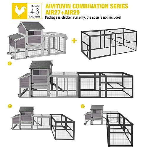 Aivituvin Chicken Run Chicken Coop Expansion Pen 71in,Outdoor Enclosure Playpen for Chicken, Rabbit, Duck, Cats, Chicken Run Only (Black, AIR29) - color: Black, size: AIR29