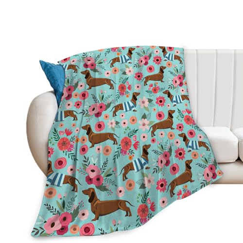 Dachshund Blanket Gifts for Dachshund Lover, Flannel Fleece Fuzzy Throw Blankets, Soft Warm Cozy Plush Weiner Dog Blanket Stuff Decoration for Women Kids Adult 50"x40" - color: Dachshund, size: 50"x40"