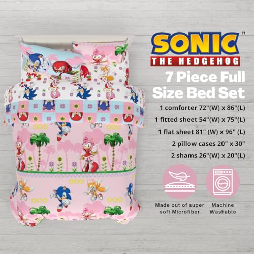 Franco Sonic The Hedgehog Amy Rose Anime Kids Bedding Super Soft Comforter and Sheet Set with Sham, 7 Piece Full Size, (Officially Licensed Product) Kids - color: Sonic the Hedgehog Girl, size: Full