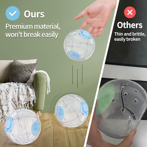 7.9 Inch Hamster Ball, Running Ball Toy, Transparent, Breathable, Reduce Stress, Promote Exercise Health, Easy to Clean, Hamster Accessory, for Syrian Dwarf Hamster, Gerbils, Mice, Small Pets, Blue - color: Blue