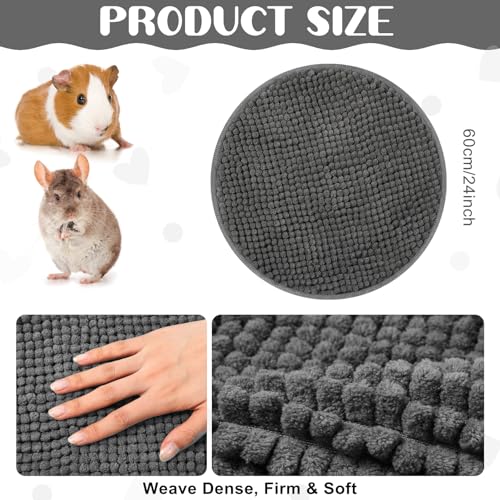 4 Pcs Guinea Pig Cage Liner 12 Inch Round Washable Chenille Pee Pads Pet Dog Cat Bedding Training Mat Reusable for Small Animals Puppy Bunny Hamster Chinchilla - color: Dark Gray, size: Diameter 12 Inch, style: Low Pile Chenille