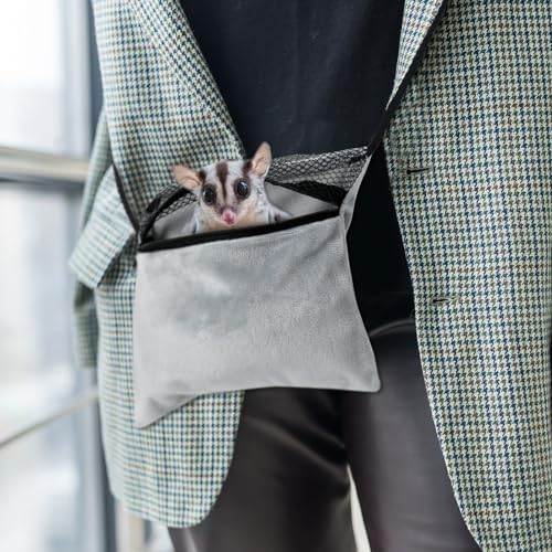 4 Pcs Sugar Glider Bonding Pouch with Mitt Calming Hedgehog Gloves Sugar Glider Cage Accessories Handling Bite Proof Hamster Carry Bag for Small Animal Outgoing Sleeping