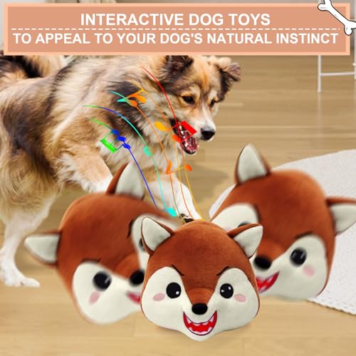 BABORUI Interactive Dog Toys Fox, Jumping Squeaky Dog Toys with Recording and Music Modes, Rechargeable Moving Dog Chew Toys for Small/Medium/Large Dogs to Keep Them Busy(Fox) - color: Fox
