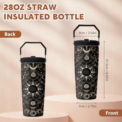 Goth Women 28oz Tumbler, with Handle Lid Straw, Stainless Steel Cup | 28oz Insulated Tumbler, Moon Witchy Travel Water Bottle, Thanksgiving Christmas Birthday Gift for Man Women Goths Style Lover - color: Moon